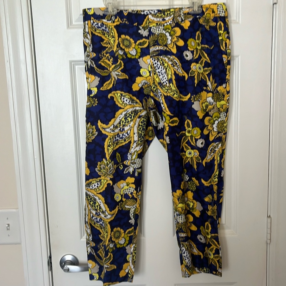 Banana Republic Blue and Yellow Cropped Floral Pants